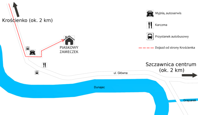 Mapa dojazdu do Piaskowego Zameczku